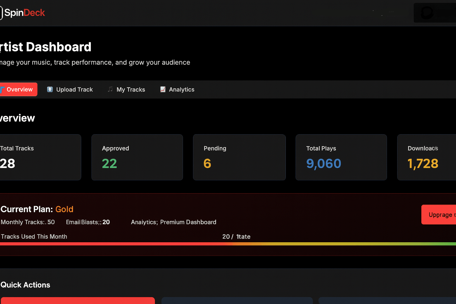SpinRec Dashboard Screenshot